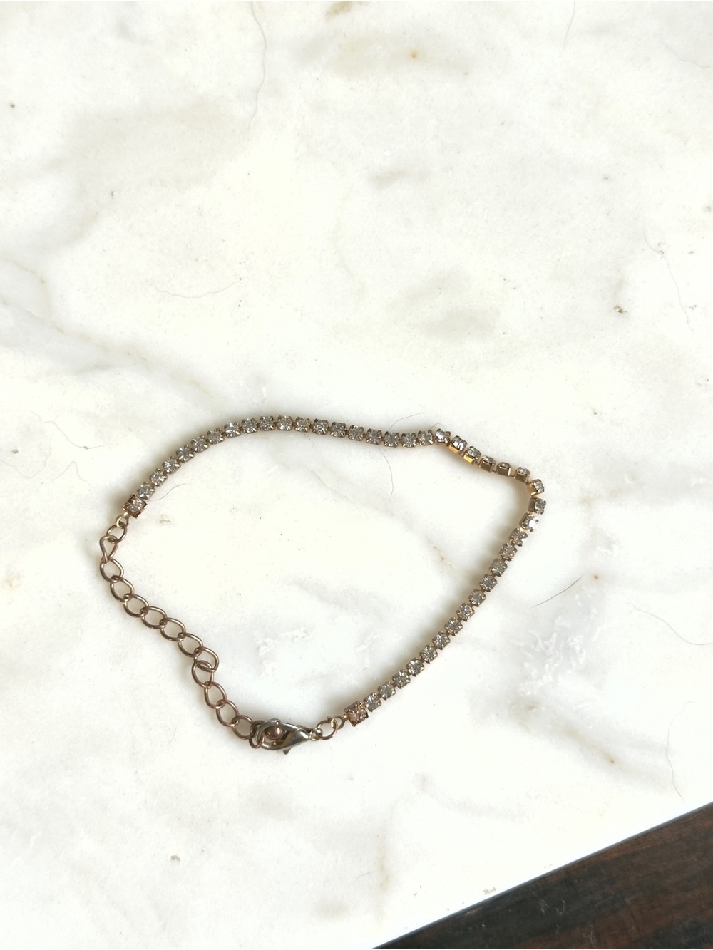 Gold-Tone Crystal Chain Bracelet with Adjustable Links - Women Jewelry